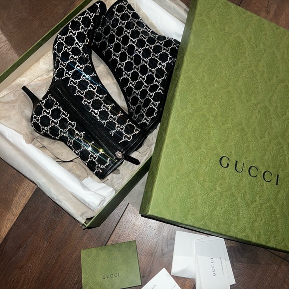 Gucci Women’s GG Crystal Mesh Bootie (Black) - Picture 3 of 8
